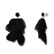 Trendy Ohrringe/Ohrstecker Chiffon Blume Black-gold