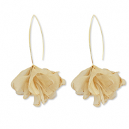 Trendy Ohrringe Chiffon Blume Beige brown-gold