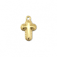 Stainless Steel - Rostfrei Stahl Anh&auml;nger Kreuz Gold