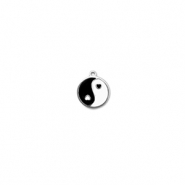 Stainless Steel - Rostfrei Stahl Anh&auml;nger Rund Yin & Yang Silver-black-white
