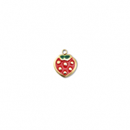 Stainless Steel - Rostfrei Stahl Anh&auml;nger Erdbeere Gold-red-green