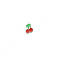 Stainless Steel - Rostfrei Stahl Anh&auml;nger Kirsche Silver-red-green