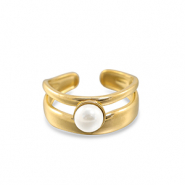 Ringe aus Stainless Steel - Rostfreiem Stahl Perlen Gold-white