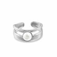 Ringe aus Stainless Steel - Rostfreiem Stahl Perlen Silver-white