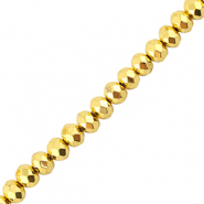 Top Glas Facett Perlen 4x3mm Rondellen Metallic gold
