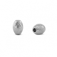 Stainless steel - Rostfrei Stahl Perlen oval Silver