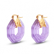 Trendy Resin Ohrringe Hexagon Gold-transparent purple