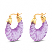 Trendy Resin Ohrringe Oval Gold-transparent purple