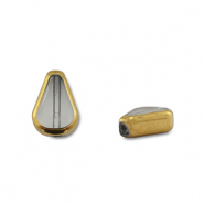 Glasperlen Tropfenform Grey transparent-gold