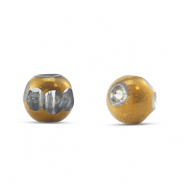 Glasperlen Rund Grey transparent-gold