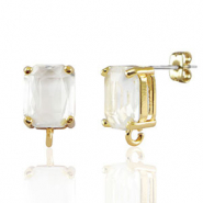 Ohrringe / Ohrstecker aus Kristallglas mit &Ouml;se Rechteck Crystal-gold