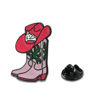 Anstecker Cowboystiefel mit Hut Lilac pink-magenta-green