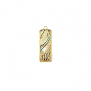 Resin Anh&auml;nger mit Imitation Muschel Rechteck Gold-taupe