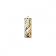 Resin Anh&auml;nger mit Imitation Muschel Rechteck Silver-taupe