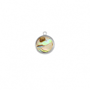 Resin Anh&auml;nger mit Imitation Muschel Rund Silver-taupe