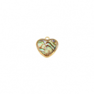 Resin Anh&auml;nger mit Imitation Muschel Herz Gold-ocean green