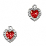 Stainless Steel - Rostfrei Stahl Anh&auml;nger Zirkonia Herz Silver-red