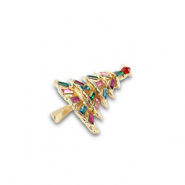 Broschen Weihnachtsbaum Gold-multicolor