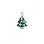 Metall Anh&auml;nger Zirkonia Weihnachtsbaum Silber-gr&uuml;n