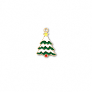 Metall Anh&auml;nger Weihnachtsbaum Gold--wei&szlig;-gr&uuml;n-gelb