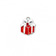 Metall Anh&auml;nger Zirkonia Geschenk Silber-rot-wei&szlig;