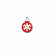 Metall Anh&auml;nger Kristbaumkugel Silber-rot-wei&szlig;