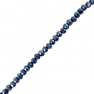 Top Glas Facett Perlen 6x4mm rondellen Dark blue