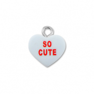 Resin Anh&auml;nger Herz "SO CUTE" Light blue-red