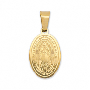 Stainless Steel - Rostfrei Stahl Anh&auml;nger Oval Religi&ouml;se Gold