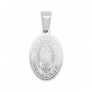 Stainless Steel - Rostfrei Stahl Anh&auml;nger Oval Religi&ouml;se Silver