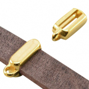 DQ Metall Schieber mit &Ouml;se rechteckig (f&uuml;r DQ Leder flach 10mm) Gold (Nickelfrei)