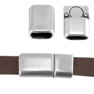 Magnetverschluss DQ Metall f&uuml;r 10mm flach Leder Antik silber (Nickelfrei)