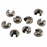 DQ Metall Quetsch-Kaschierperlen f&uuml;r Quetschperlen 4mm Silber anthrazite (Nickelfrei)