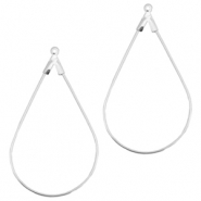 Metall Zubehör DQ Creolen Hänger oval Silber (Nickelfrei)