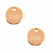 Metall Anh&auml;nger DQ 12mm rund "sisters" Rosegold (Nickelfrei)
