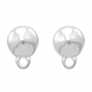 Metall Zubehör DQ Earpin rund mit Öse Antik silver (nickelfrei)
