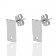 Metall Zubehör DQ Earpin Rechteck 6x12mm Antik silber (nickelfrei)
