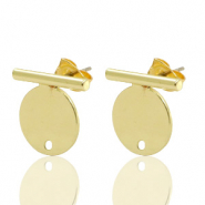 Metall Zubehör DQ Earpin Bar mit Zirkel 20x14mm Gold (nickelfrei)