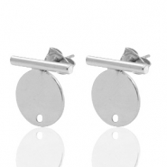 Metall Zubehör DQ Earpin Bar mit Zirkel 20x14mm Antik silber (nickelfrei)