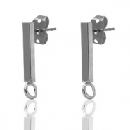 Metall Zubehör DQ Earpin Bar Silber anthrazit (Nickelfrei)
