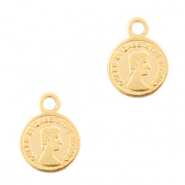 Metall Anh&auml;nger DQ M&uuml;nze 8mm Gold (Nickelfrei)