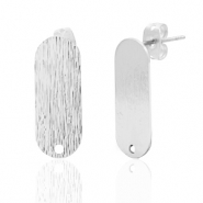 Metall Zubehör DQ Earpin Oval mit Öse Antik silber (Nickelfrei)