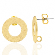 Metall Zubehör DQ Earpin Rund mit Öse Gold (Nickelfrei)