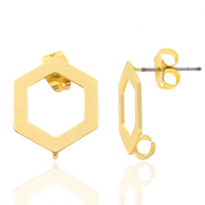 Metall Zubehör DQ Earpin Hexagon mit Öse Gold (Nickelfrei)
