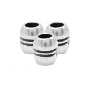 Metall Perlen DQ Tube Stripe Antik silber (Nickelfrei)