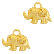 Metall Anh&auml;nger DQ Elefant mit Ohm Zeichen Gold (Nickelfrei)