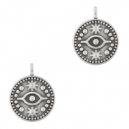 Metall Anh&auml;nger DQ Auge 15mm Antik silber (Nickelfrei)