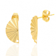 Ohrringe aus Stainless Steel - Rostfreiem Stahl Ohrstecker Fächer mit Öse Gold