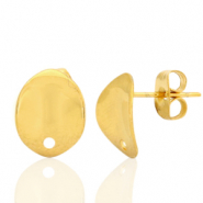 Ohrringe aus Stainless Steel - Rostfreiem Stahl Ohrstecker oval mit Öse Gold
