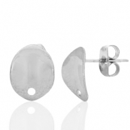 Ohrringe aus Stainless Steel - Rostfreiem Stahl Ohrstecker oval mit Öse Silber